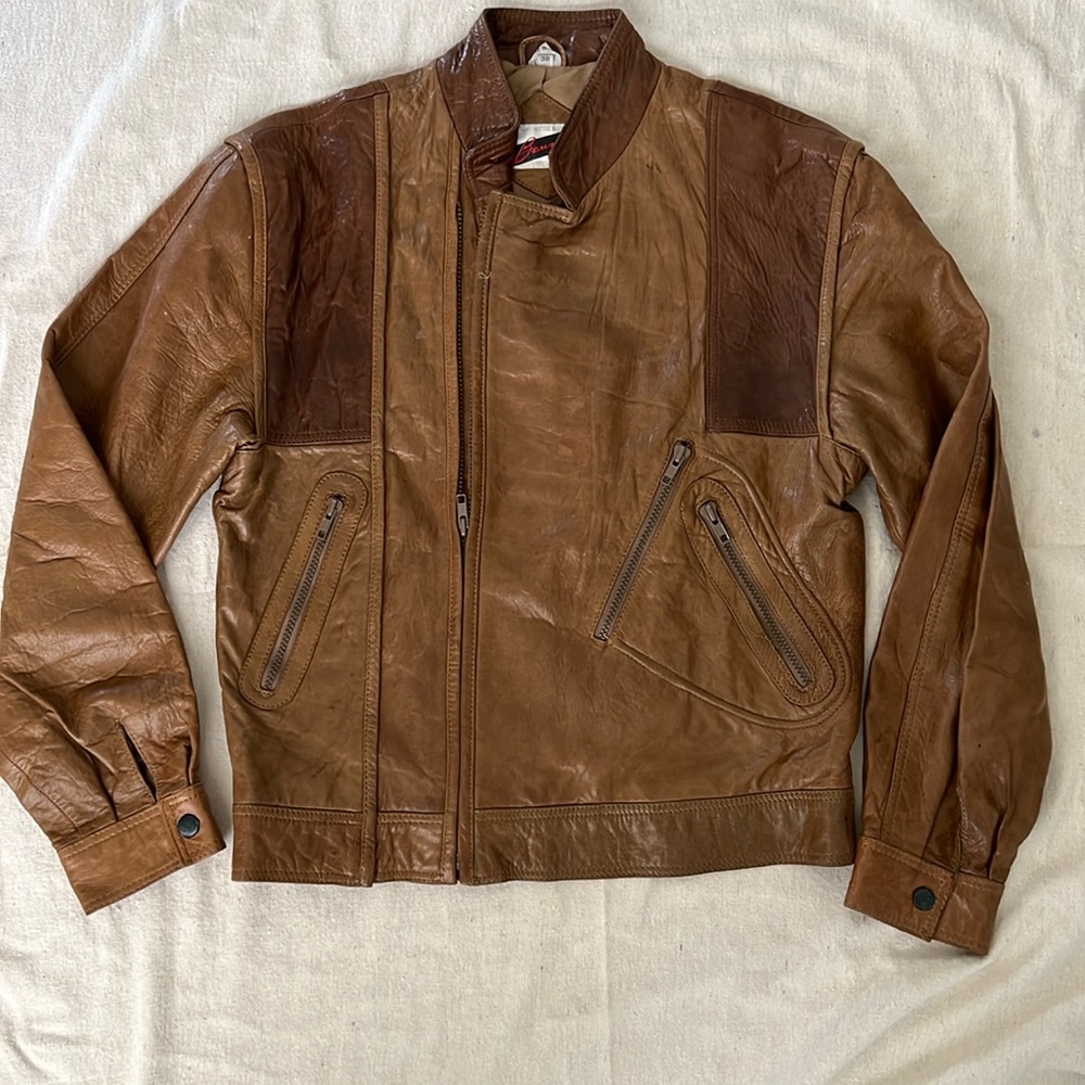 Vintage 90’sMen’s soft leather two tone biker style jacket